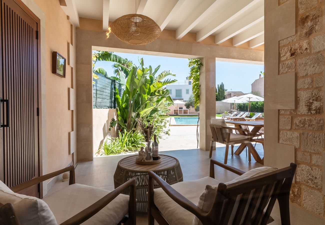 Ferienhaus in Ses Salines - S’Olivera modernes Haus mit Pool in Ses Salines zur monatlichen Miete auf Mallorca