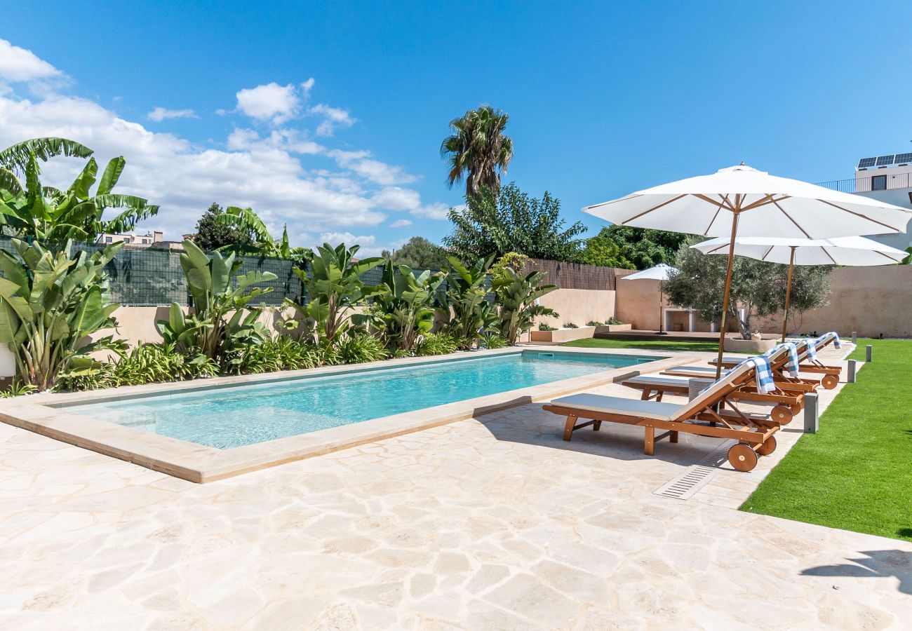 Ferienhaus in Ses Salines - S’Olivera modernes Haus mit Pool in Ses Salines zur monatlichen Miete auf Mallorca